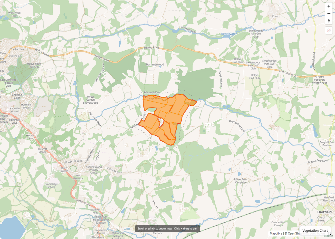 Farm boundary outlined on the map — the spatial canvas where Landsat, Sentinel-2 and Sentinel-1 indices are tiled